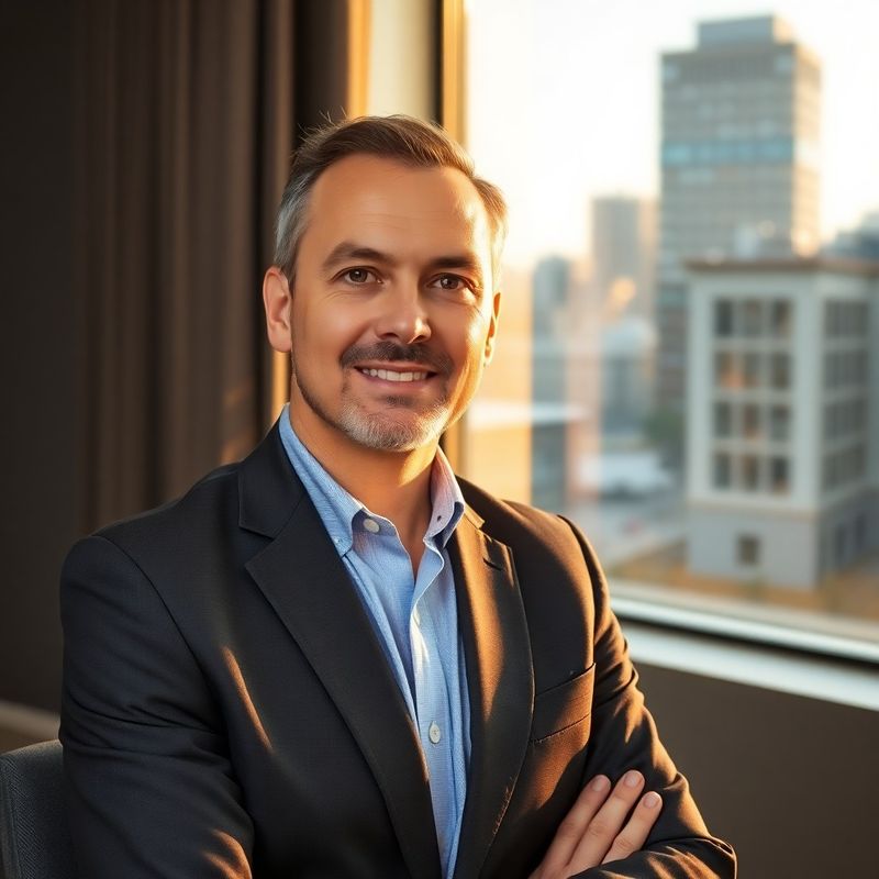 Portret editorial al unui consultant financiar senior într-un birou minimalist